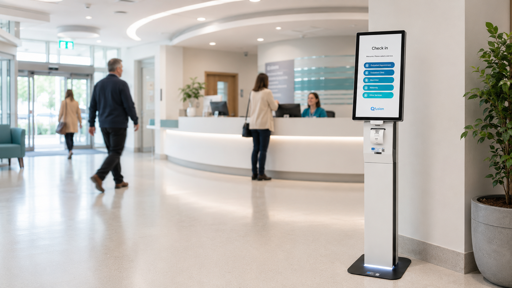 QFusion self-service check-in kiosk for healthcare