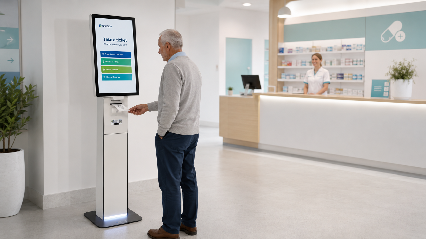 Reception self-service check-in kiosk