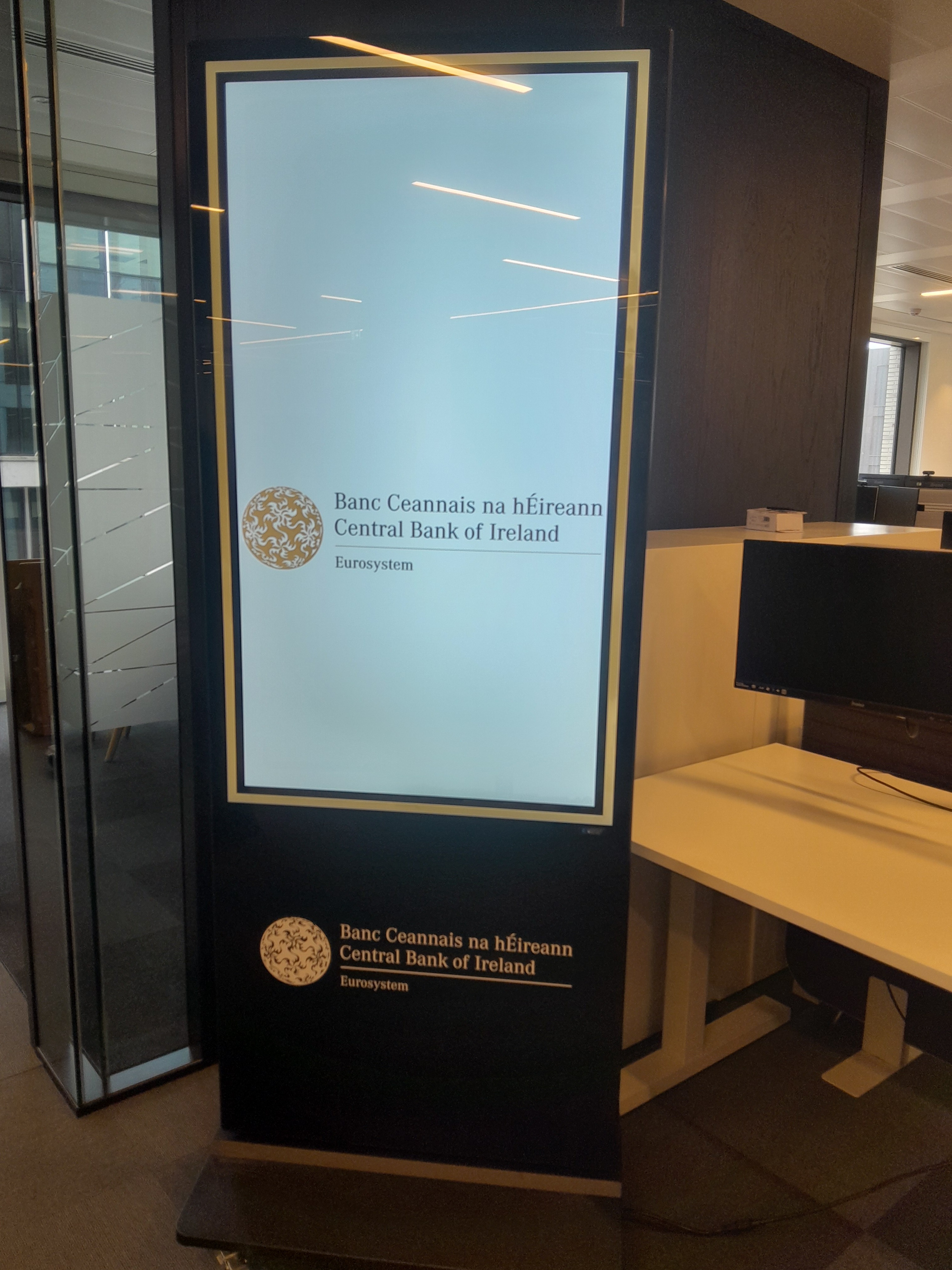 Central Bank of Ireland freestanding digital display